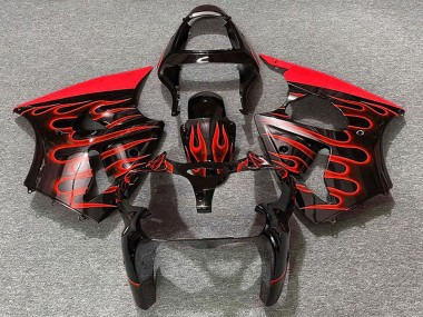 Carenados Moto Kawasaki ZX6R 2000-2002 - Negro Brillante Rojo Llama Fabricantes