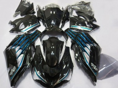 Carenados Moto Kawasaki ZX14R ZZR1400 2012-2024 - Negro Brillante Azul Claro Fabricantes