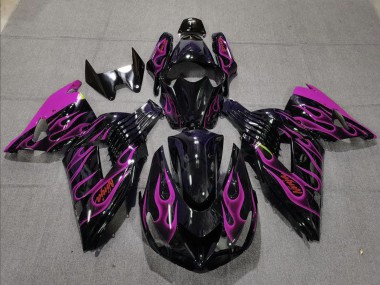 Carenado Moto Kawasaki ZX14R 2006-2011 - Negro Brillante Púrpura Llama Fabricantes