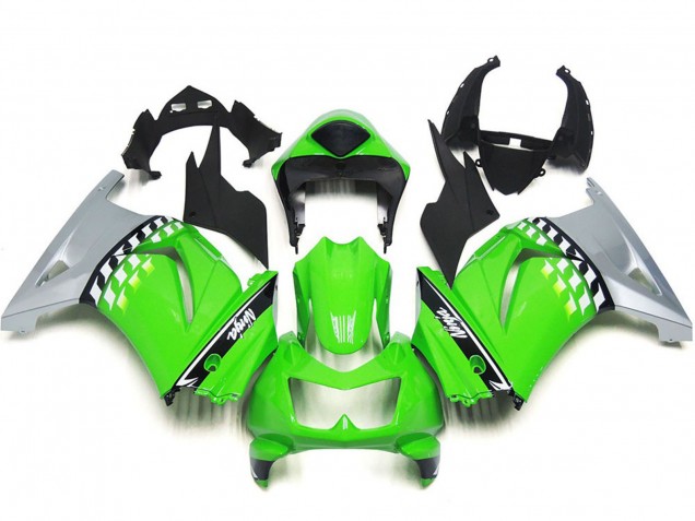 Carenados Moto Kawasaki Ninja 250 2008-2012 - Verde Plata Negro Fabricantes