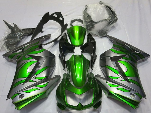Carenados Moto Kawasaki Ninja 250 2008-2012 - Plata Verde Llama Fabricantes