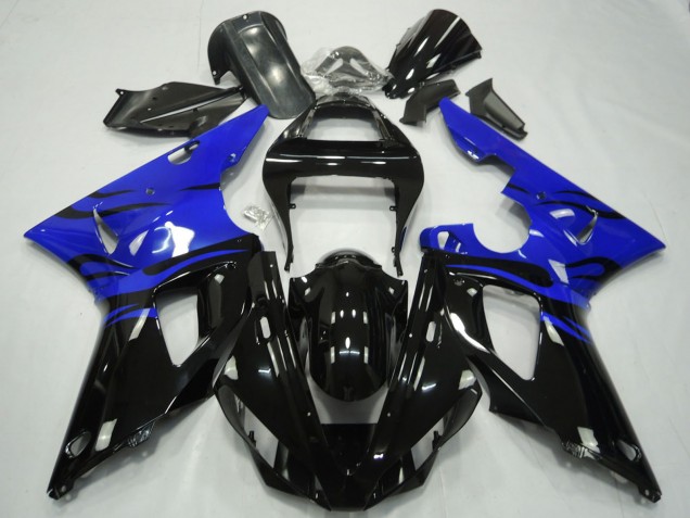 Carenados Moto Yamaha R1 2000-2001 - Azul Negro Brillante Llama Fabricantes
