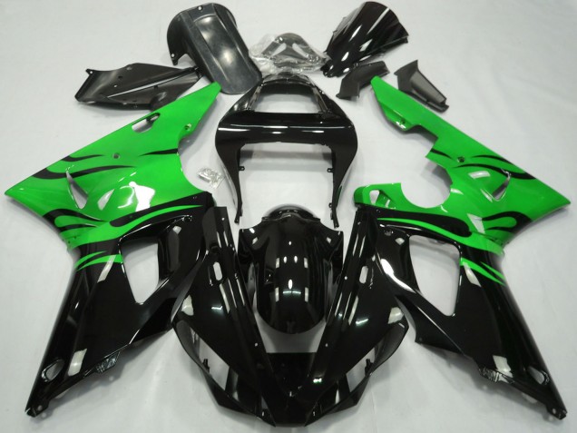 Carenados Moto Yamaha R1 2000-2001 - Verde Negro Brillante Llama Fabricantes
