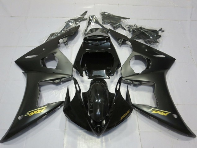 Carenados Moto Yamaha R6 2003-2004 - Negro Brillante Negro Mate Oro Calcomanías Fabricantes
