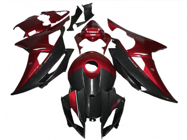 Carenados Moto Yamaha R6 2008-2016 - Rojo Negro FibraCarbono Estilo Fabricantes