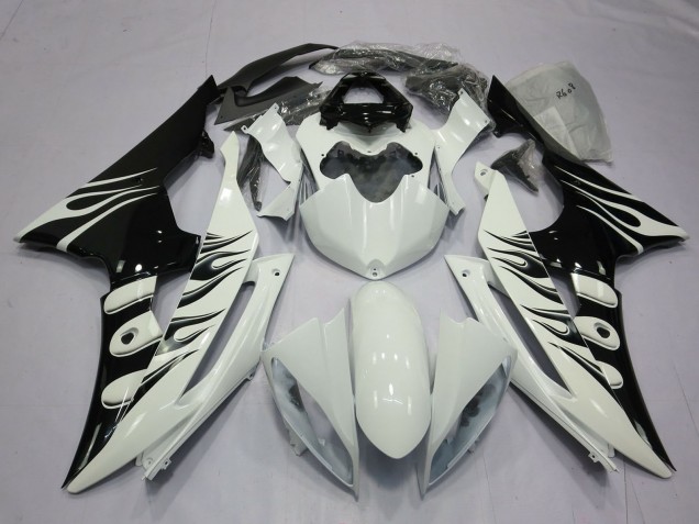 Carenados Moto Yamaha R6 2008-2016 - Blanco Negro Brillante Llama Fabricantes