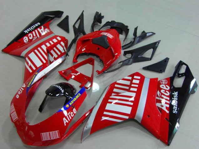 Carenados Moto Ducati 848 1098 1198 2007-2014 - Plata Rojo Negro Brillante Alice Sandisk Fabricantes
