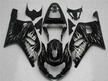 Carenados Moto Suzuki GSXR 600/750 2001-2003 - Negro Brillante Plata Llama Fabricantes