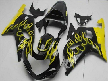Carenados Moto Suzuki GSXR 600/750 2001-2003 - Negro Brillante Amarillo Llama Fabricantes