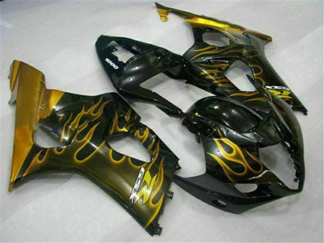 Carenados Moto Suzuki GSXR 1000 2003-2004 - Negro Brillante Oro Llama Fabricantes