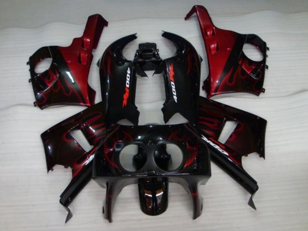 Carenados Moto Honda CBR400RR NC29 1990-1999 - Negro Brillante Rojo Llama Fabricantes