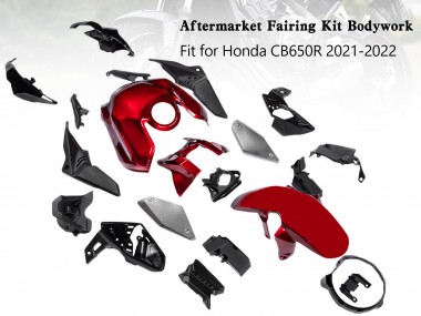 Carenados Moto Honda CB650R 2019-2022 - Negro Rojo Fabricantes