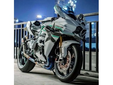 Carenados Moto Kawasaki Ninja H2 2015-2022 - Blanco Verde Línea Fabricantes