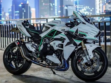 Carenados Moto Kawasaki Ninja H2 2015-2022 - Blanco Verde Línea Fabricantes