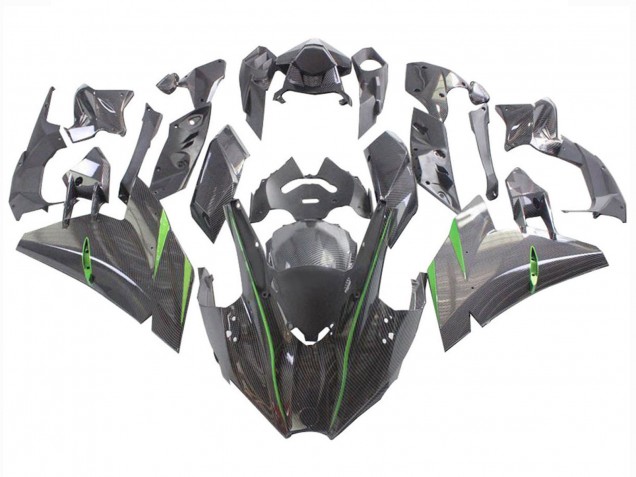 Carenados Moto Kawasaki Ninja H2 2015-2022 - Negro FibraCarbono Verde Fabricantes