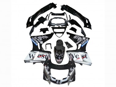 Carenados Moto Kawasaki ZZR400 1993-2007 - Negro Brillante Blanco West Fabricantes