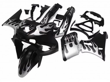 Carenados Moto Kawasaki ZZR400 1993-2007 - Negro Brillante Plata Llama Fabricantes