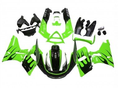 Carenados Moto Kawasaki ZZR400 1993-2007 - Verde Negro Brillante Llama Fabricantes