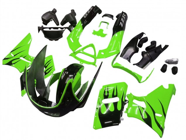 Carenados Moto Kawasaki ZZR600 1998-2003 - Verde Negro Brillante Llama Fabricantes