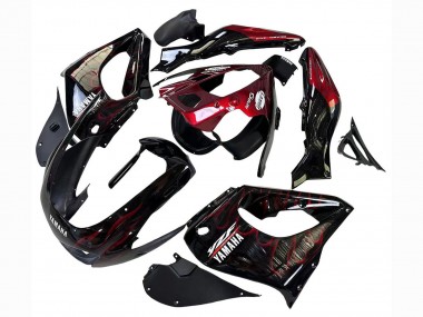 Carenados Moto Yamaha YZF 1000R Thunderace 1997-2007 - Negro Rojo Oscuro Llama Fabricantes