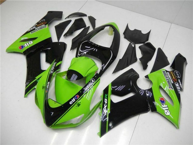 Carenados Moto Kawasaki ZX6R 2005-2006 - Verde Negro Brillante Elf Fabricantes