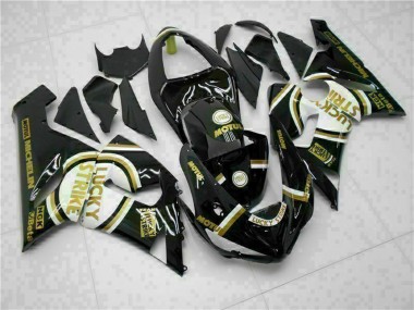 Carenados Moto Kawasaki ZX6R 2005-2006 - Negro Brillante Blanco Oro Lucky Strike Fabricantes