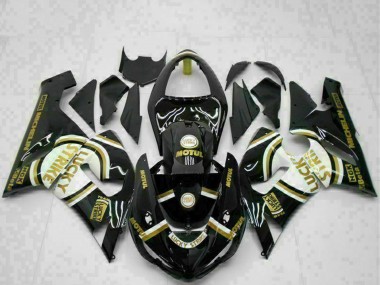 Carenados Moto Kawasaki ZX6R 2005-2006 - Negro Brillante Blanco Oro Lucky Strike Fabricantes