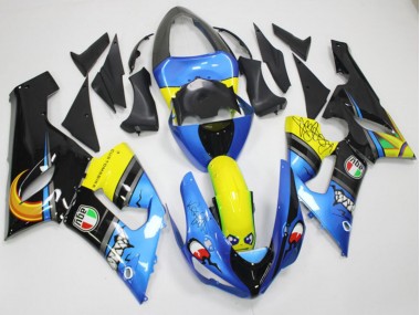 Carenados Moto Kawasaki ZX6R 2005-2006 - Azul Amarillo Negro Tiburón Fabricantes