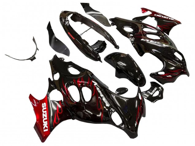 Carenados Moto Suzuki GSX600F/GSX750F 2004-2006 - Negro Brillante Rojo Llama Fabricantes
