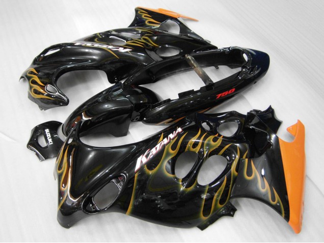 Carenados Moto Suzuki GSX600F/GSX750F 2004-2006 - Negro Brillante Naranja Llama Katana Fabricantes