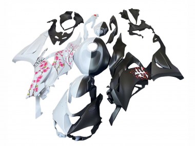 Carenados Moto Kawasaki ZX6R 2023-2025 - Negro Blanco Flower Fabricantes
