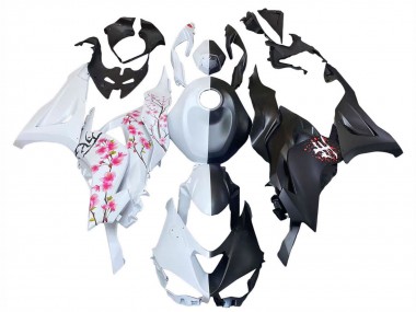 Carenados Moto Kawasaki ZX6R 2023-2025 - Negro Blanco Flower Fabricantes