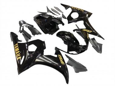 Carenados Moto Yamaha YZF R6 2003-2004 - Negro Brillante Oro Calcomanías Fabricantes