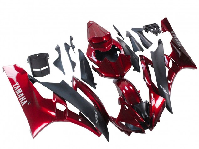 Carenado Moto Yamaha YZF 600 R6 2006-2007 - Rojo Negro Mate Fabricantes