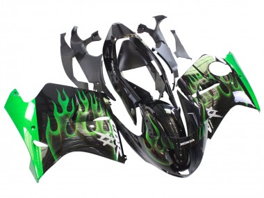 Carenado Moto Honda CBR1100XX Blackbird 1996-2007 - Negro Brillante Verde Llama Fabricantes