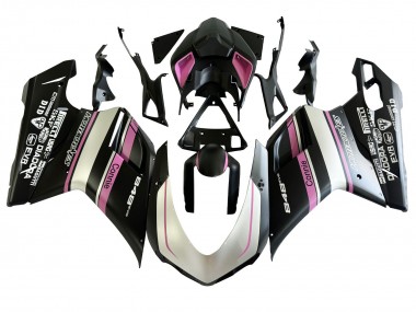 Carenados Moto Ducati 848 2007-2014 - Blanco Rosa Negro Brillante Connie Fabricantes