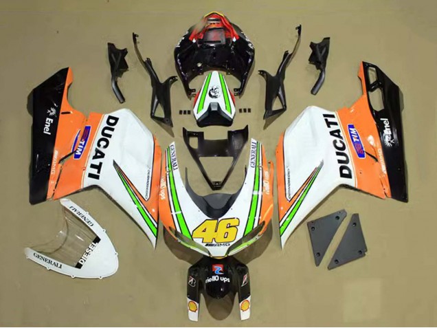 Carenados Moto Ducati 848/1098/1198 2007-2014 - Blanco Naranja Verde Negro Brillante Tim 46 Fabricantes