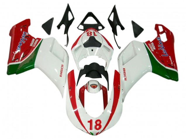 Carenados Moto Ducati 848/1098/1198 2007-2014 - Blanco Rojo Verde 18 Fabricantes