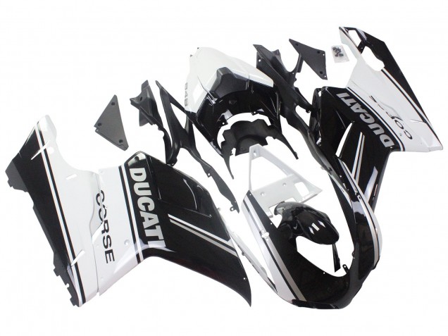 Carenados Moto Ducati 848/1098/1198 2007-2014 - Blanco Negro Brillante Corse Fabricantes
