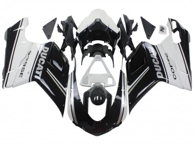 Carenados Moto Ducati 848/1098/1198 2007-2014 - Blanco Negro Brillante Corse Fabricantes