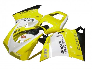 Carenado Moto Ducati 996 1993-2005 - Blanco Amarillo Negro Brillante Corse Performance Fabricantes