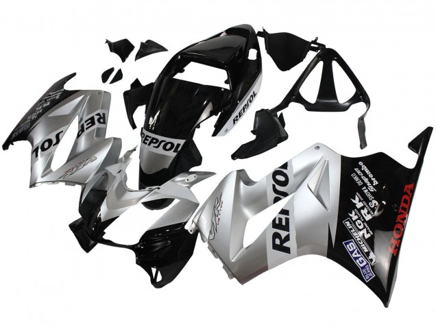 Carenados Moto Honda VFR 800 2002-2013 - Plata Negro Brillante Repsol Fabricantes