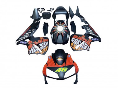Carenados Moto Honda CBR600RR 2003-2004 - Negro Mate Naranja Repsol Rossi 46 Fabricantes