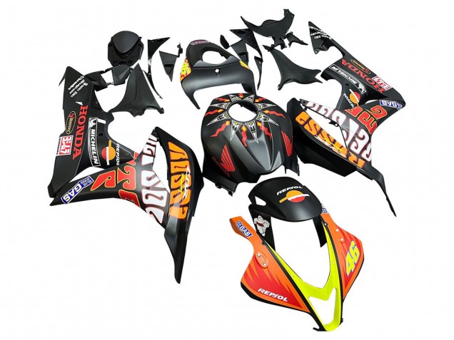 Carenados Moto Honda CBR600RR 2007-2008 - Negro Mate Naranja Rojo Rossi Repsol 46 Fabricantes