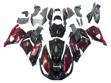 Kits Carenado Moto Kawasaki ZX14R ZZR1400 2006-2011 - Negro Brillante Rojo Llama Fabricantes