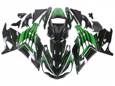Carenados Moto Kawasaki ZX14R ZZR1400 2012-2024 - Verde Negro Brillante Raya Fabricantes