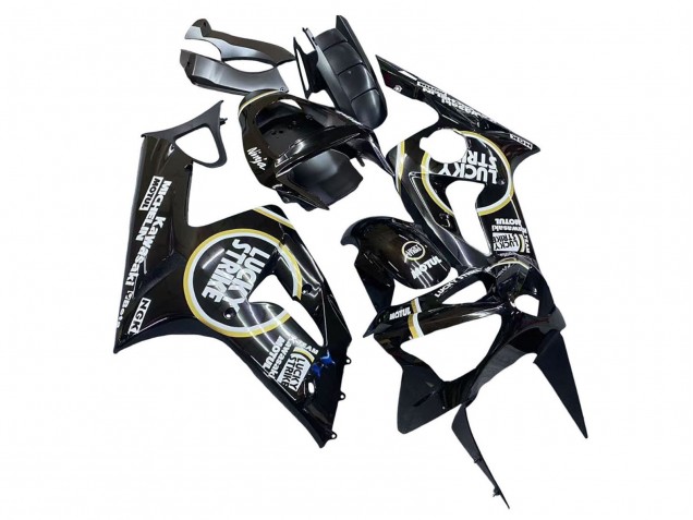 Carenados Moto Kawasaki ZX6R 2003-2004 - Negro Brillante Blanco Motul Lucky Strike Fabricantes