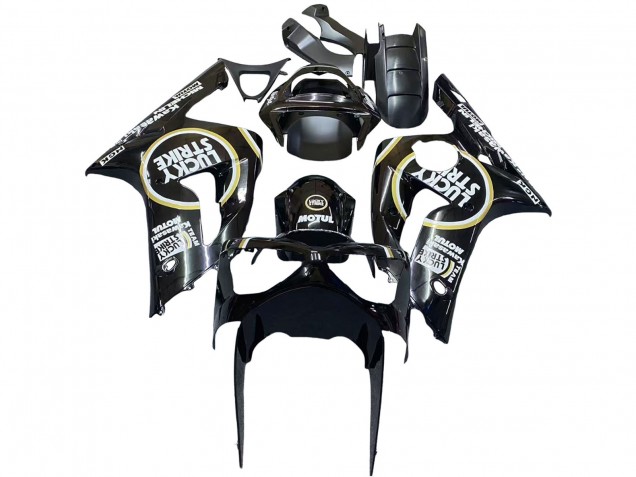Carenados Moto Kawasaki ZX6R 2003-2004 - Negro Brillante Blanco Motul Lucky Strike Fabricantes