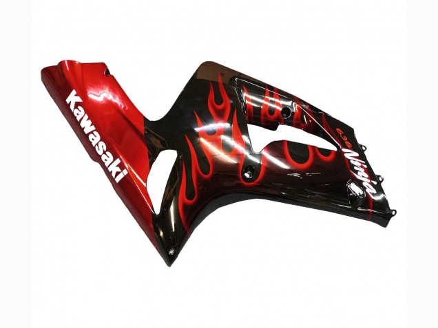 Carenados Moto Kawasaki ZX6R 2003-2004 - Negro Brillante Rojo Llama Fabricantes