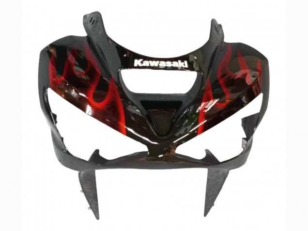 Carenados Moto Kawasaki ZX6R 2003-2004 - Negro Brillante Rojo Llama Fabricantes